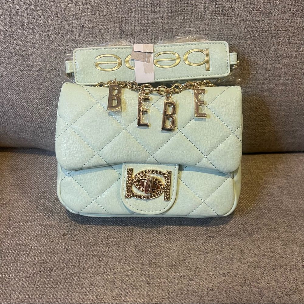 NWT Bebe Wyatt‎ shoulder bag small shoulder bag in mint green with gold accents - Picture 6 of 15